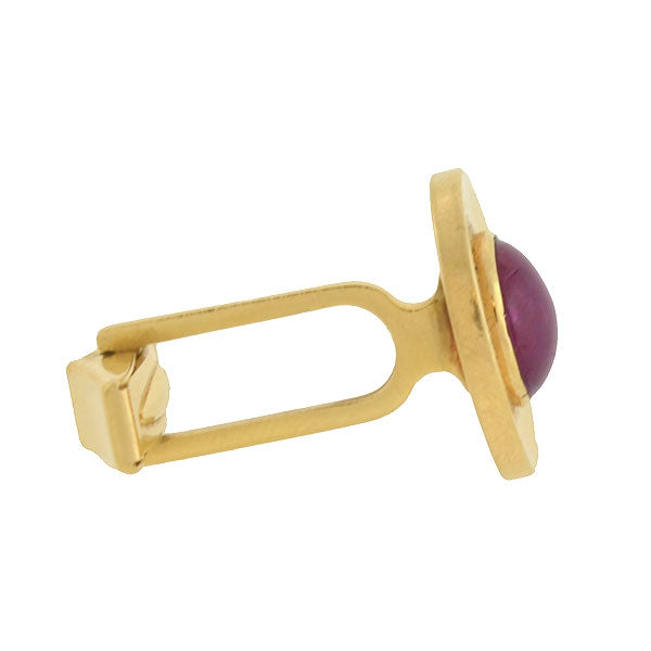 J.E. CALDWELL Retro 14kt No-Heat Burmese Ruby Cabochon Cufflinks