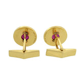J.E. CALDWELL Retro 14kt No-Heat Burmese Ruby Cabochon Cufflinks