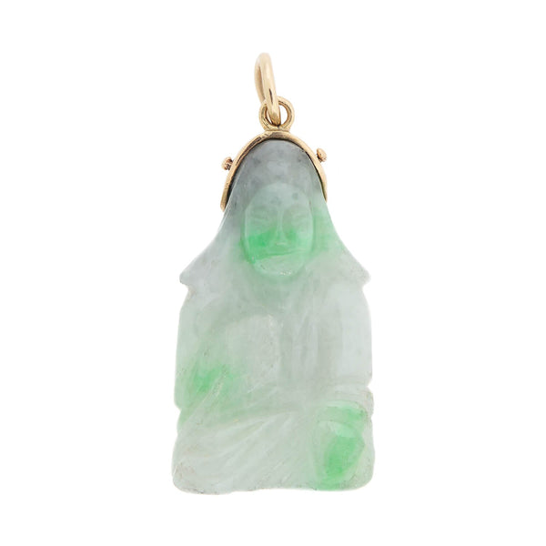 Vintage 14k Carved Jade Buddha Pendant/Charm