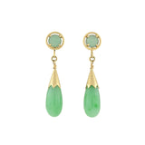 Vintage 14kt Jadeite Teardrop Dangle Earrings