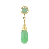 Vintage 14kt Jadeite Teardrop Dangle Earrings