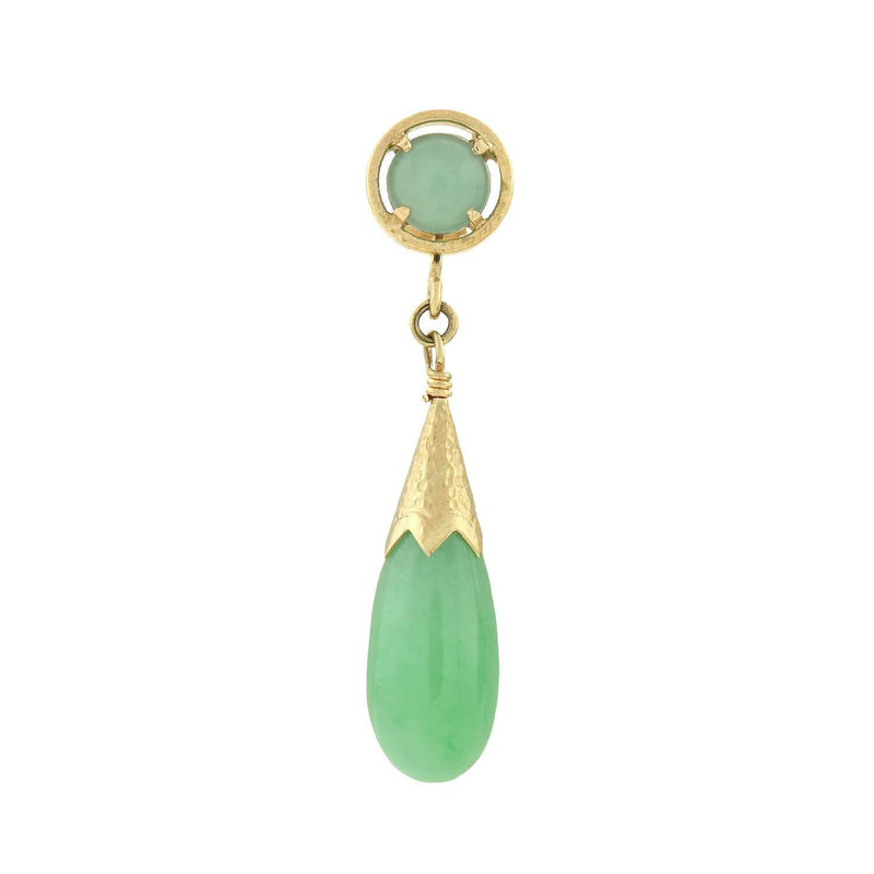 Vintage 14kt Jadeite Teardrop Dangle Earrings