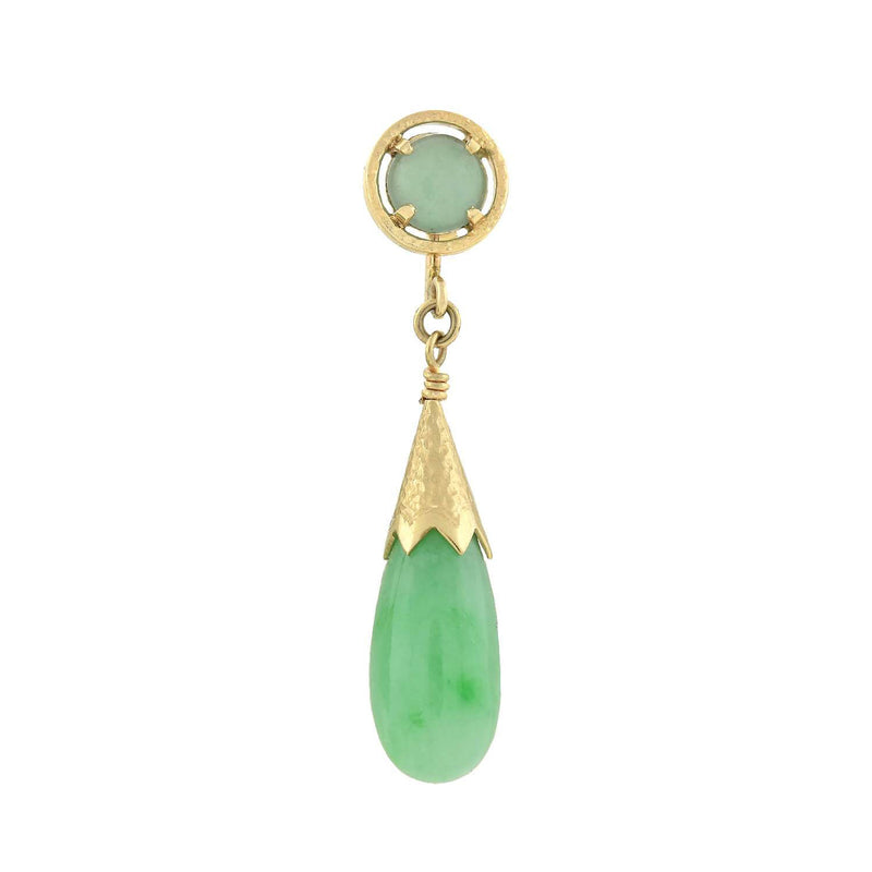 Vintage 14kt Jadeite Teardrop Dangle Earrings