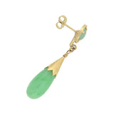 Vintage 14kt Jadeite Teardrop Dangle Earrings
