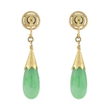 Vintage 14kt Jadeite Teardrop Dangle Earrings