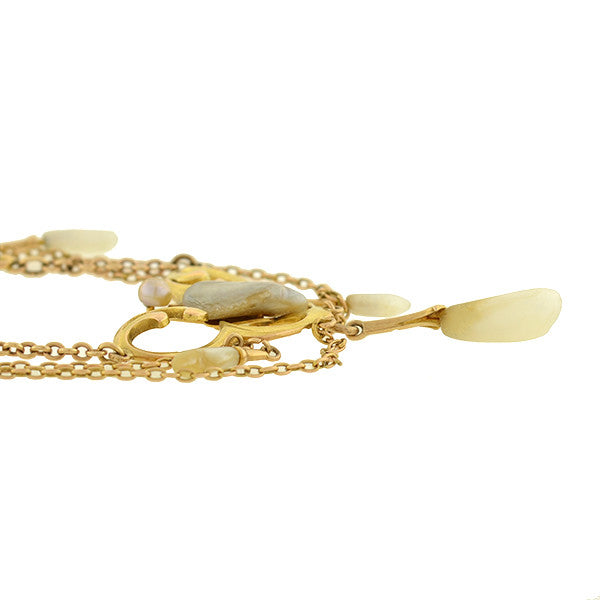 KREMENTZ Art Nouveau 14kt Natural Pearl Festoon Necklace