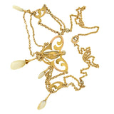 KREMENTZ Art Nouveau 14kt Natural Pearl Festoon Necklace