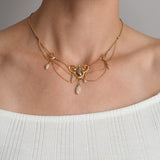 KREMENTZ Art Nouveau 14kt Natural Pearl Festoon Necklace