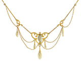 KREMENTZ Art Nouveau 14kt Natural Pearl Festoon Necklace