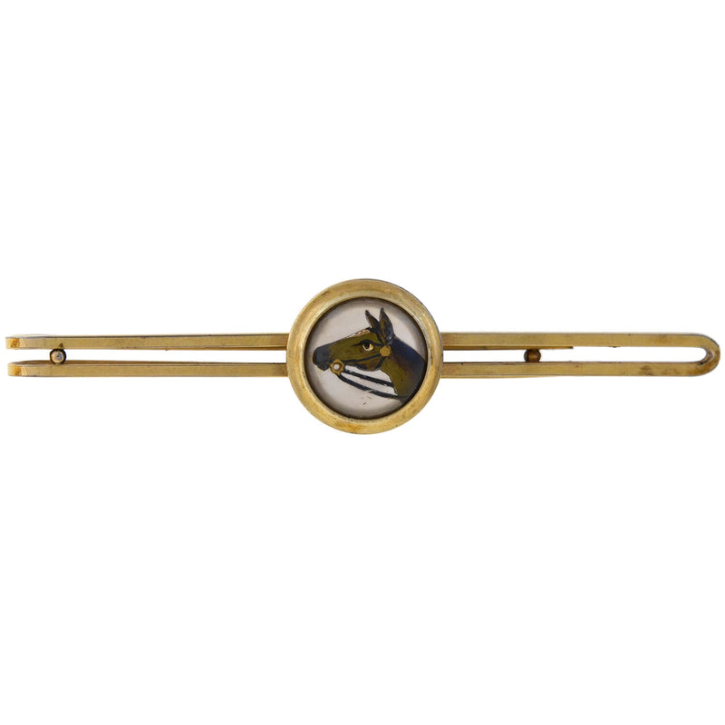 KREMENTZ Vintage Gold-Filled Essex Crystal Horse Cufflinks + Tie Clip Set