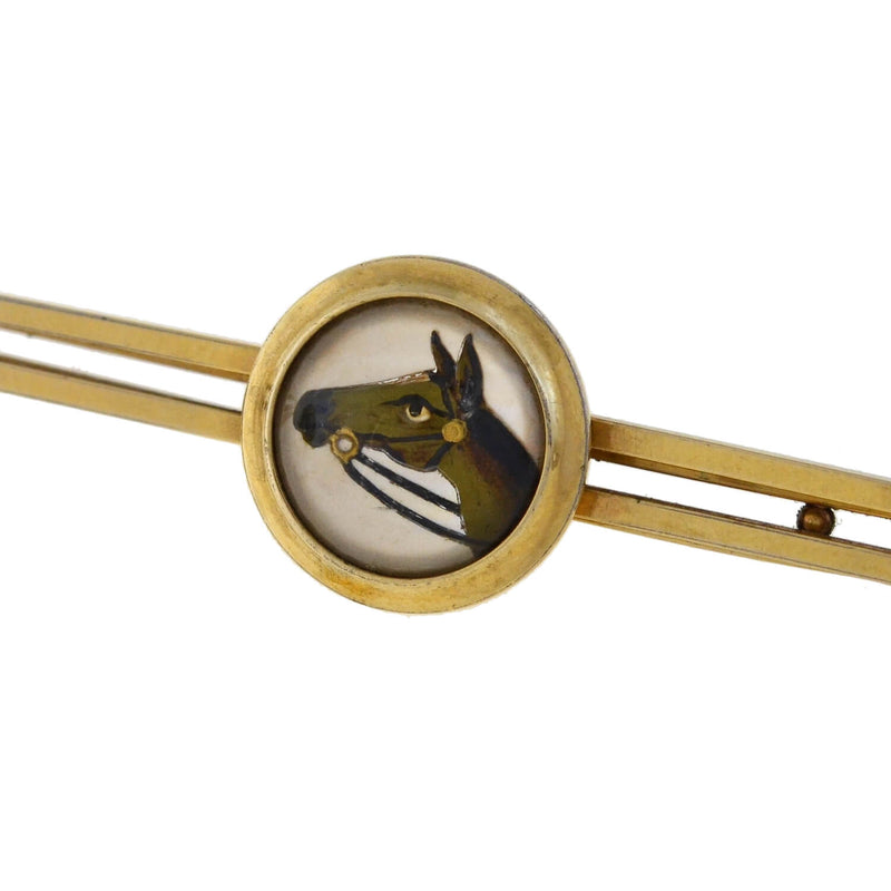 KREMENTZ Vintage Gold-Filled Essex Crystal Horse Cufflinks + Tie Clip Set