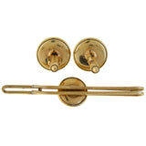 KREMENTZ Vintage Gold-Filled Essex Crystal Horse Cufflinks + Tie Clip Set