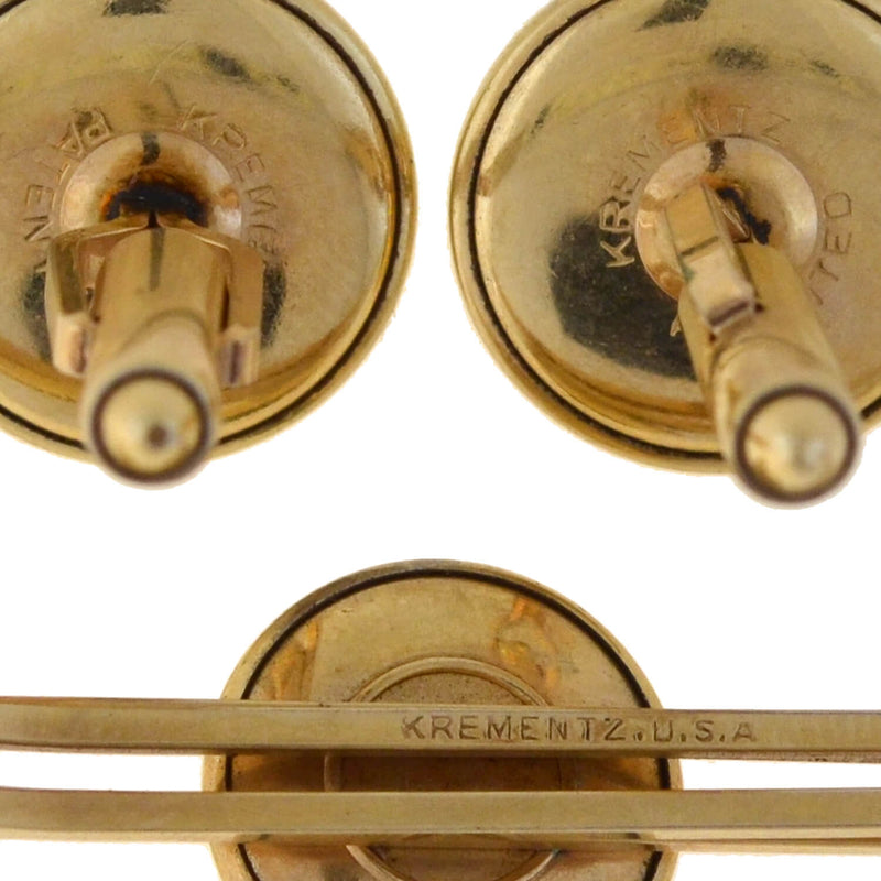 KREMENTZ Vintage Gold Filled Essex Crystal Horse Cufflinks Tie