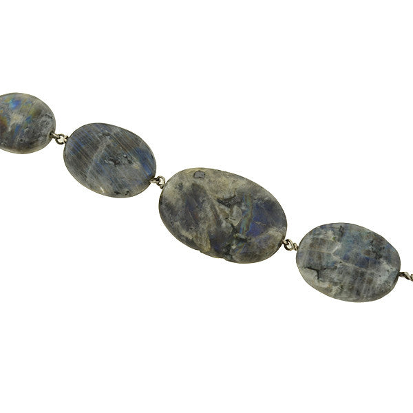 Vintage Gold-Filled Polished Labradorite Link Necklace