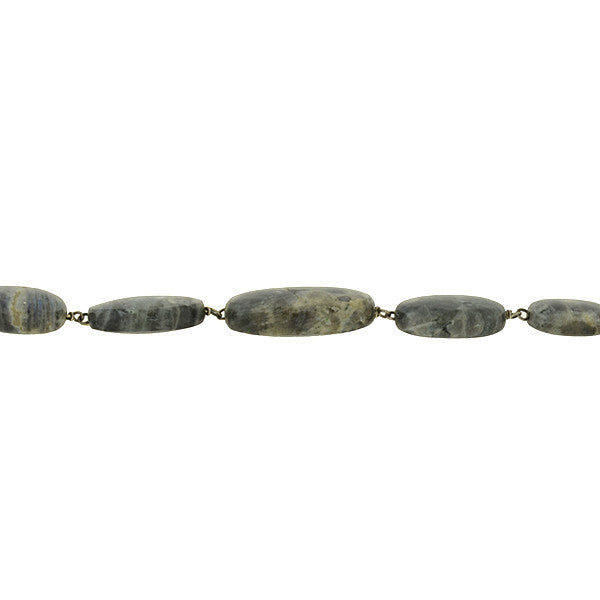 Vintage Gold-Filled Polished Labradorite Link Necklace
