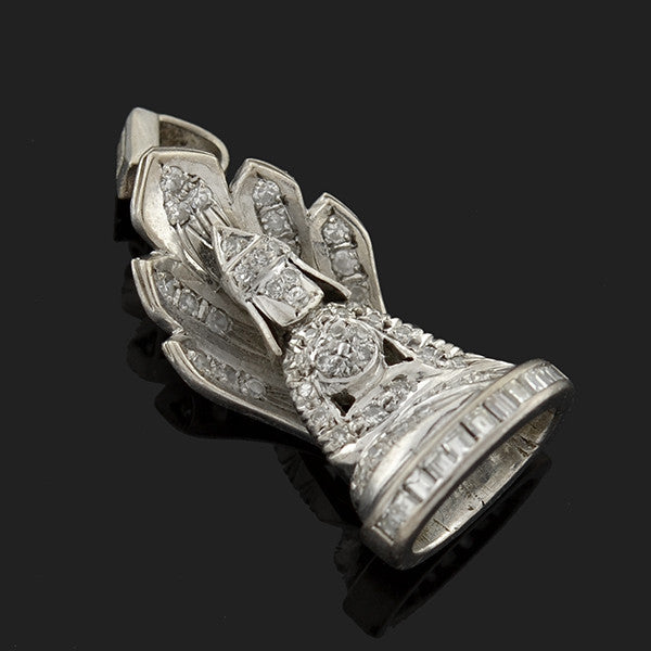Retro 18kt Diamond Lakshmi Hindu Goddess Pendant 0.75ctw