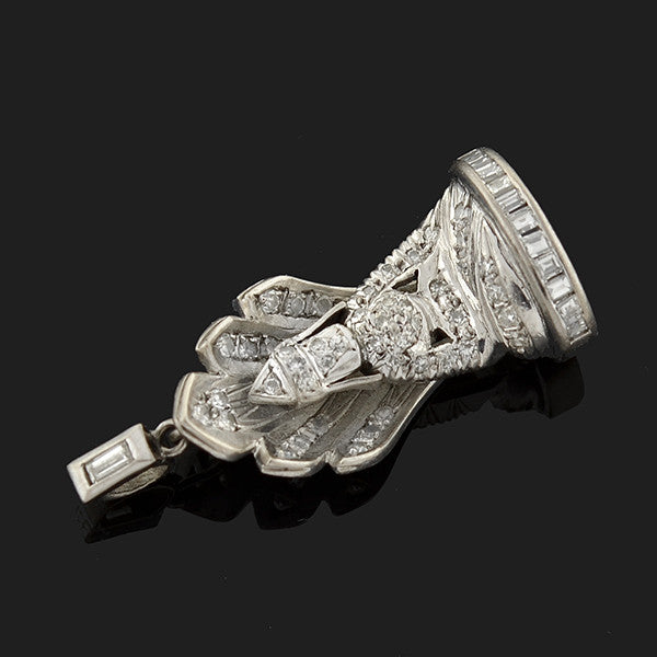 Retro 18kt Diamond Lakshmi Hindu Goddess Pendant 0.75ctw