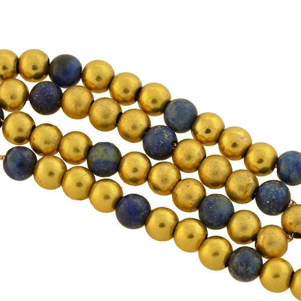 Vintage 14kt Gold + Sodalite Bead Necklace 17.25"