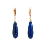 Vintage 14k Lapis Teardrop Dangle Earrings