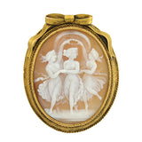 Victorian Huge 15kt Carved Shell "Three Graces" Cameo Pin