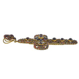 Victorian Large Brass & Bohemian Garnet Filigree Cross Pendant