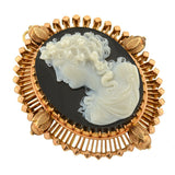 Victorian 14kt Carved Hardstone Cameo Pin/Pendant