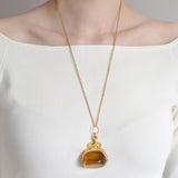Victorian Huge 18kt Faceted Citrine & Snake Spinner Fob