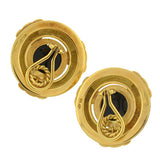 Estate Large 18kt Gold & Onyx Clip Earrings
