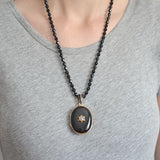 Victorian 15kt Banded Agate & Diamond Locket 0.75ct