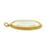 Victorian 14kt Large Painted Ivory Portrait Pendant