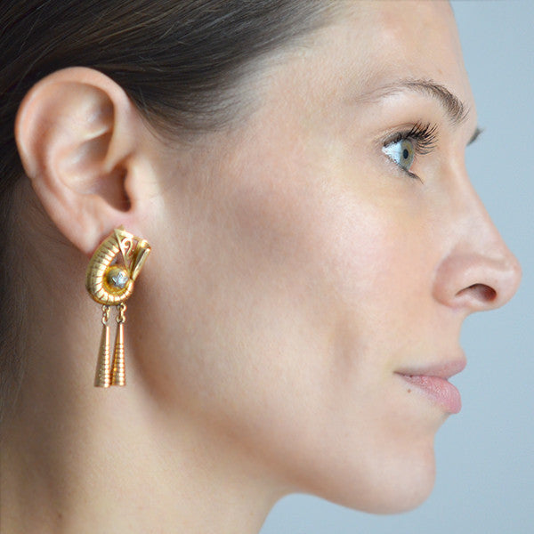 Retro 18kt Mixed Metals Diamond Earrings