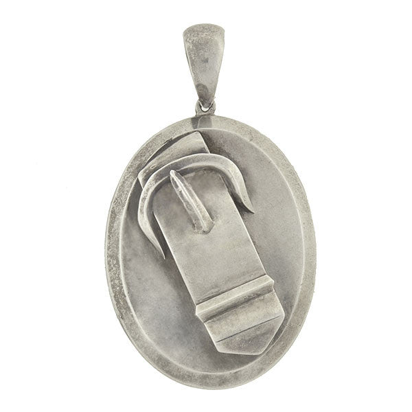 Victorian Large Sterling 3-Dimensional Buckle Locket