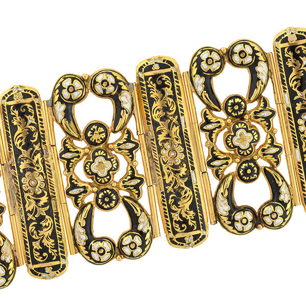 Early Victorian 18kt Swiss Enamel Bracelet w/Locket