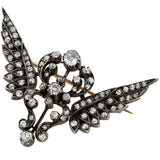 Victorian Large Sterling/15kt Diamond Wing Pin 2.00ctw