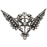Victorian Large Sterling/15kt Diamond Wing Pin 2.00ctw