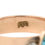 Victorian 14kt Turquoise + Diamond Belt Motif Ring
