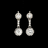 Late Art Deco Platinum Diamond Dangle Earrings 1.75ctw