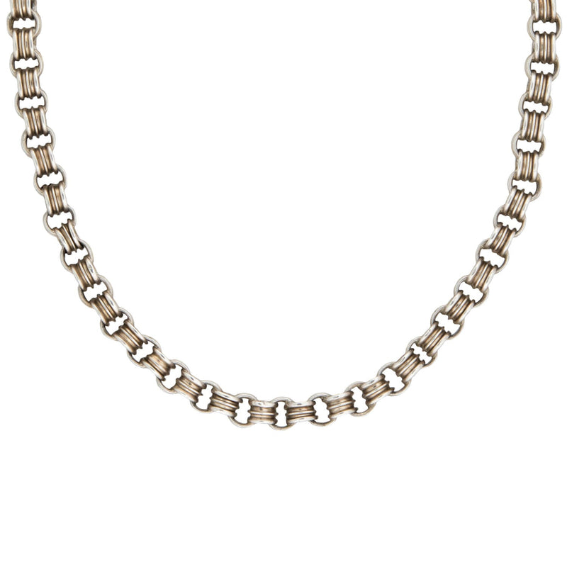Victorian Sterling Link Chain Necklace 16.25"
