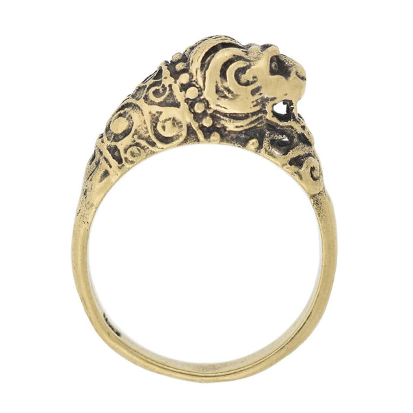 Vintage 10kt Lion's Head Figural Ring