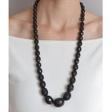 Victorian Large Faceted Jet Bead Necklace 30"