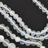 Art Nouveau Blue Moonstone Bead + Platinum Diamond Filigree Clasp Necklace 31.5"