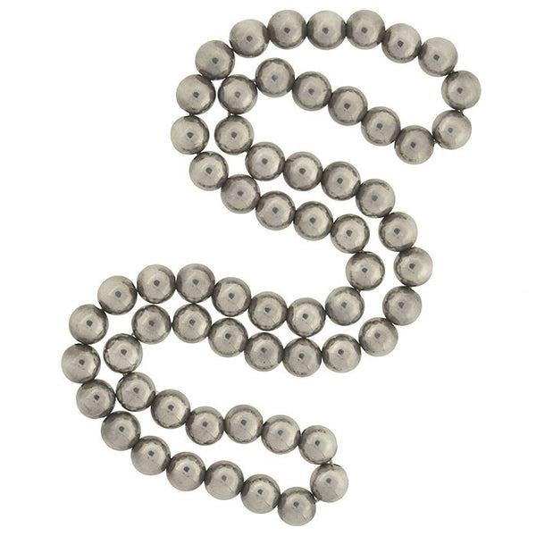 Vintage Sterling Silver Large Bead Slip-On Necklace 32"