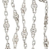 Edwardian French Silver Fancy Link Guard Chain 56"