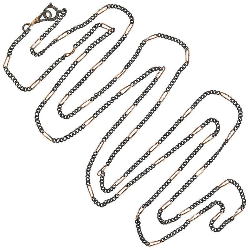 Victorian Gunmetal + 9kt Rose Gold Link Chain 56"