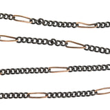 Victorian Gunmetal + 9kt Rose Gold Link Chain 56"