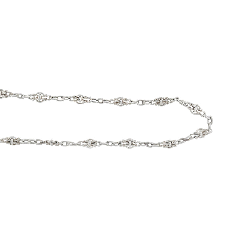 Edwardian French Silver Fancy Link Guard Chain 56"