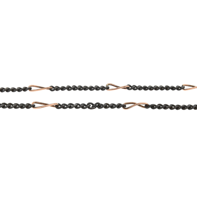 Victorian Gunmetal + 9kt Rose Gold Link Chain 56"