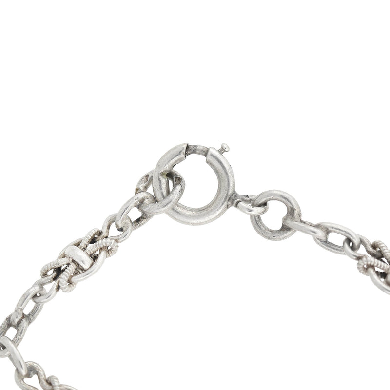 Edwardian French Silver Fancy Link Guard Chain 56"