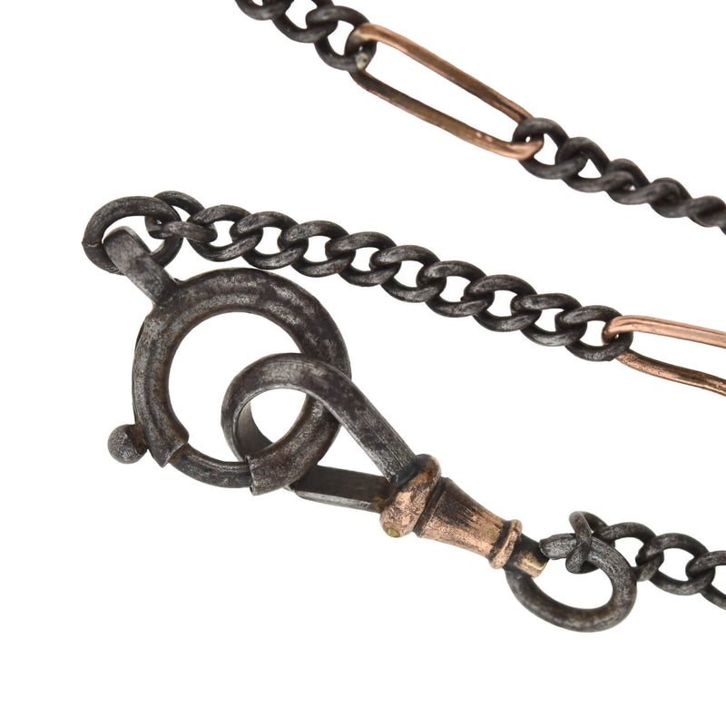 Victorian Gunmetal + 9kt Rose Gold Link Chain 56"