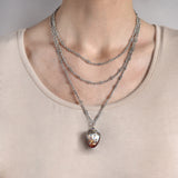 Edwardian French Silver Fancy Link Guard Chain 56"